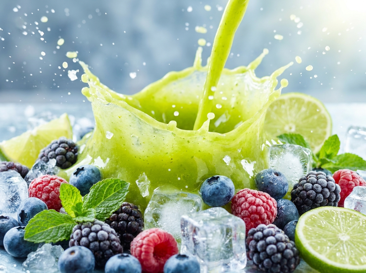 Fruits congelés et glace broyés